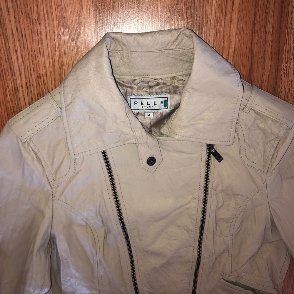 Pelle sandstone Leather moto biker jacket - Picture 8 of 8